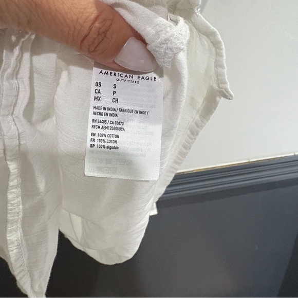American Eagle Crisp White Button Down Short Sleeve Shirt - Picture 6 of 8